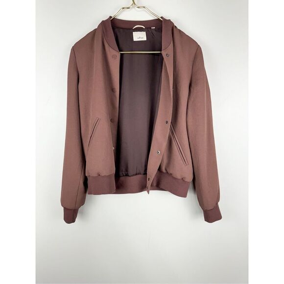 Aritzia Wilfred Women's Snap Button Poussin Bomber Jacket Mauve Size Medium - Picture 1 of 8